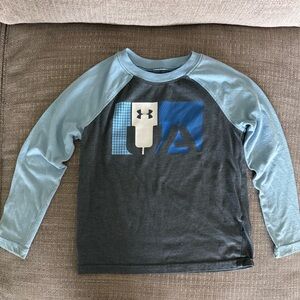 Under Armour Boys Long Sleeve Shirt - Light Blue and Dark Gray
